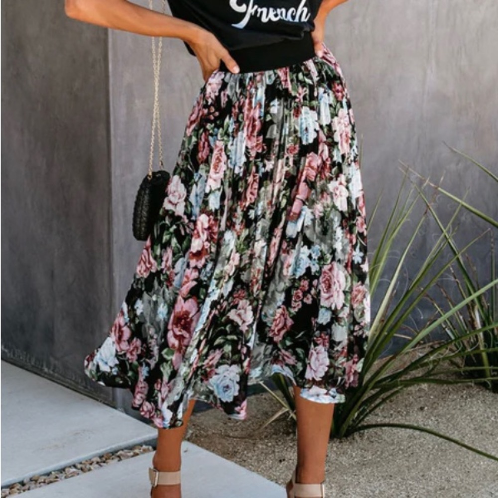 Pleated floral skirt from Vici Collection
